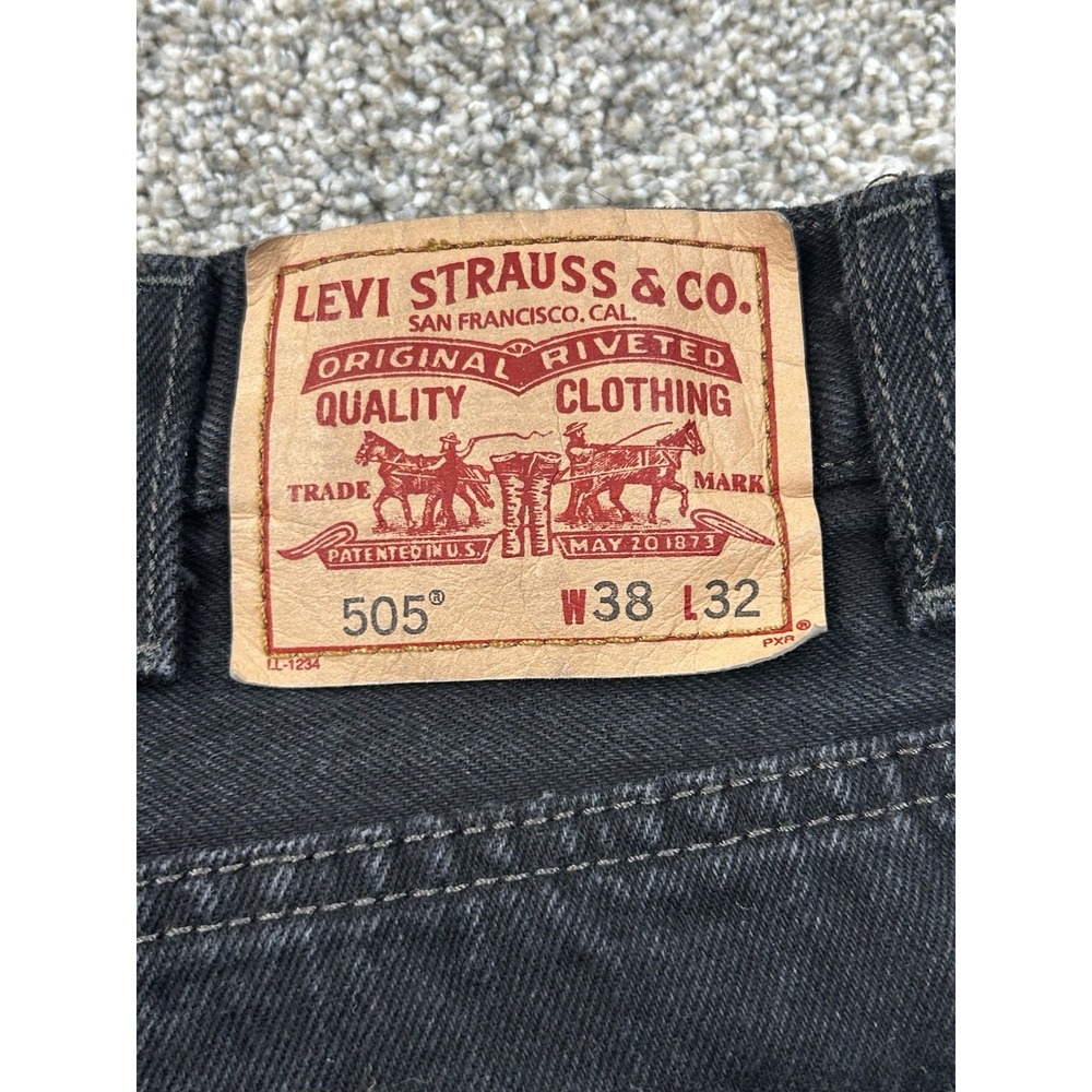 Levis‎ 505 BLACK Denim Jeans Regular Fit Straight Leg 100% Cotton  38x32